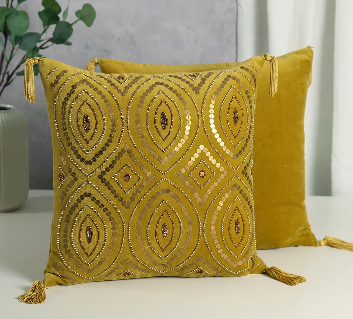 India Circus by Krsnaa Mehta Aureolin Decorated Adorn Cushion Cover