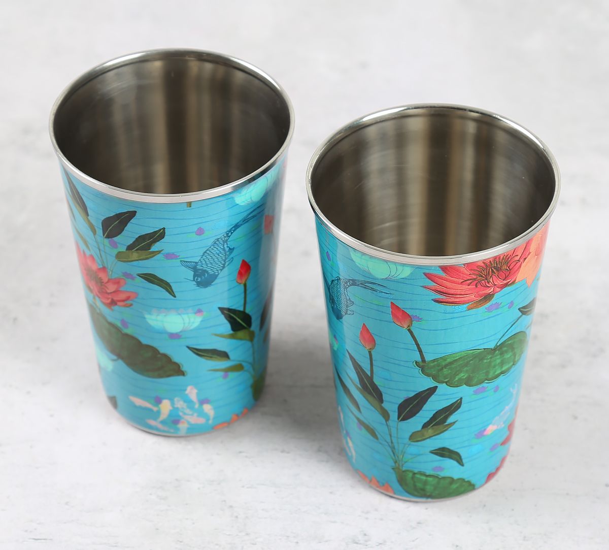 India Circus by Krsnaa Mehta Blossomy Mosaic Large Steel Tumbler Set of 2