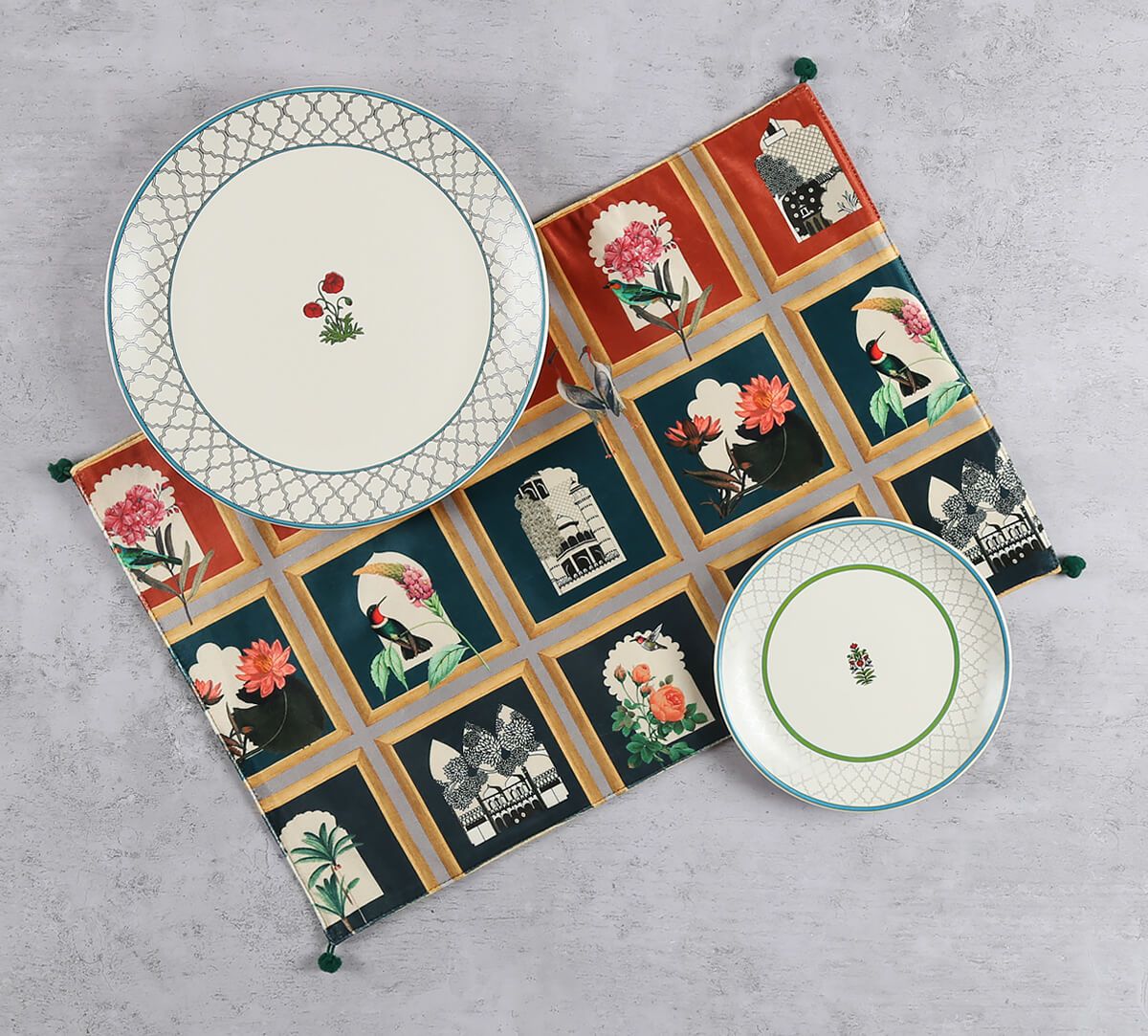 India Circus by Krsnaa Mehta Fluttering Blooms Micro Velvet Table Mats Set of 6
