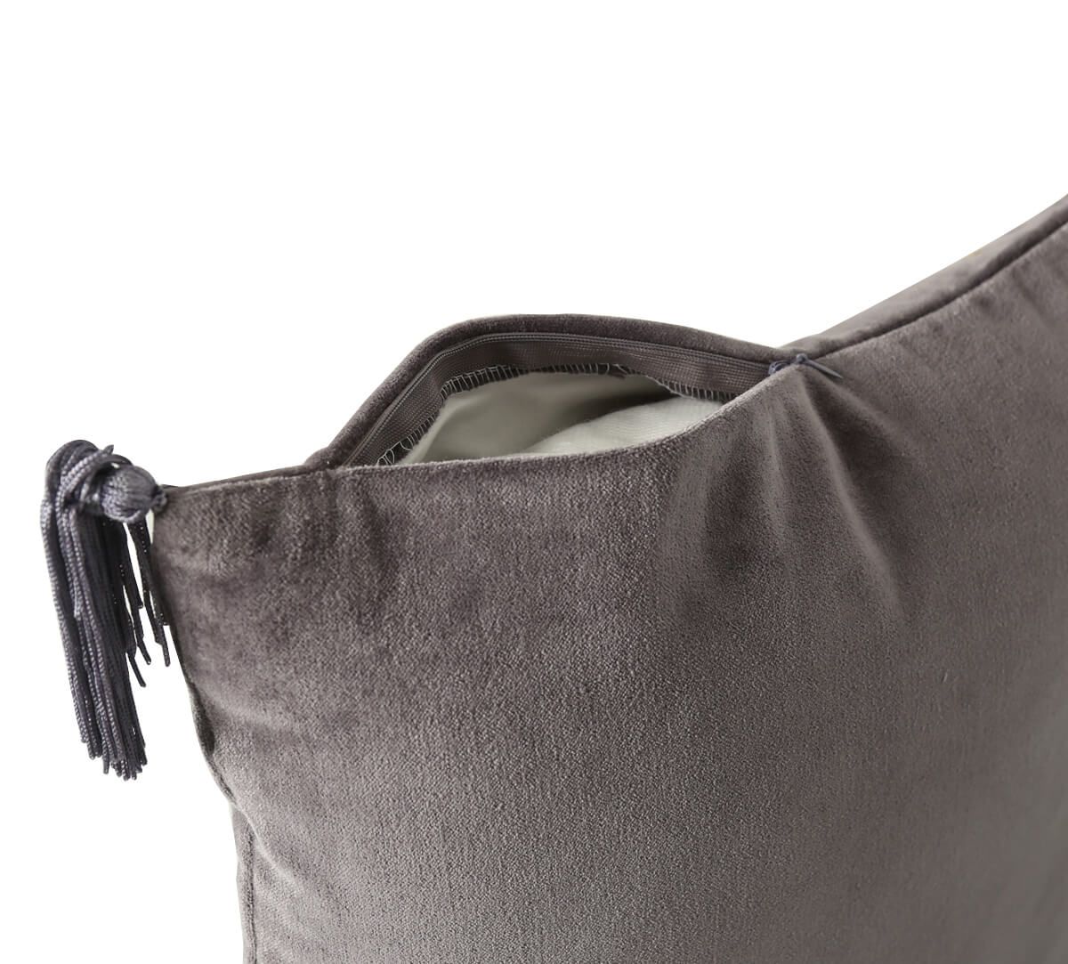 India Circus by Krsnaa Mehta Grey Decorated Adorn Cushion Cover