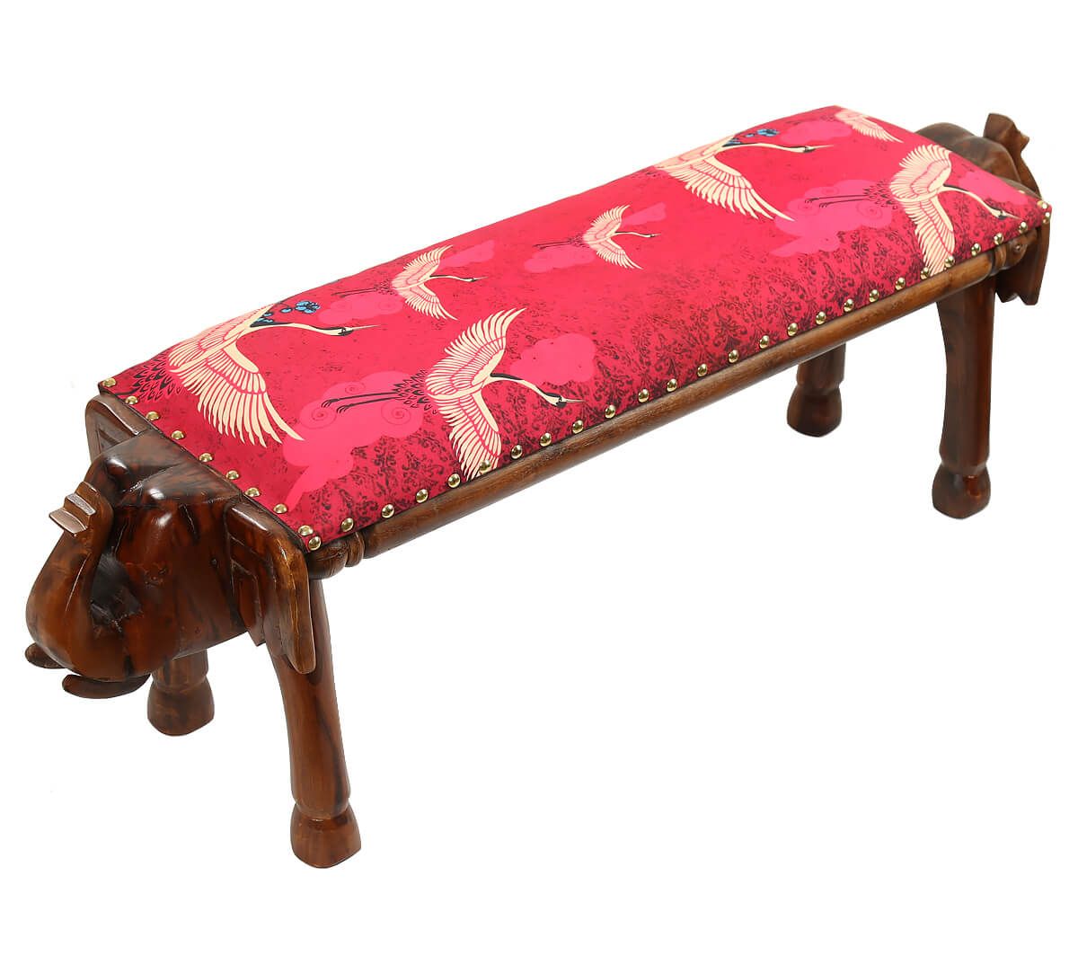 India Circus by Krsnaa Mehta Legend of the Cranes Wooden Animal Bench