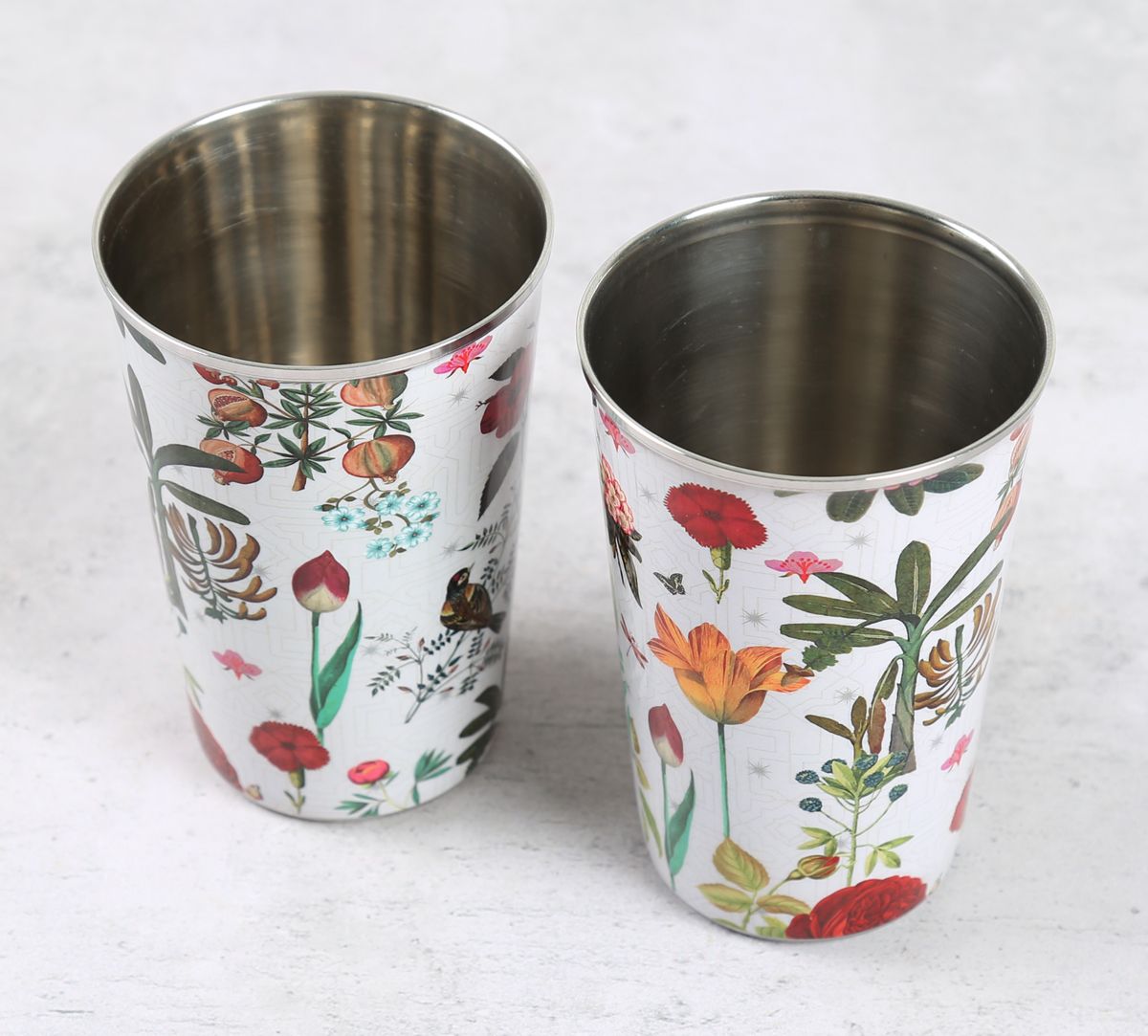 India Circus by Krsnaa Mehta Petal and Plume Large Steel Tumbler Set of 2