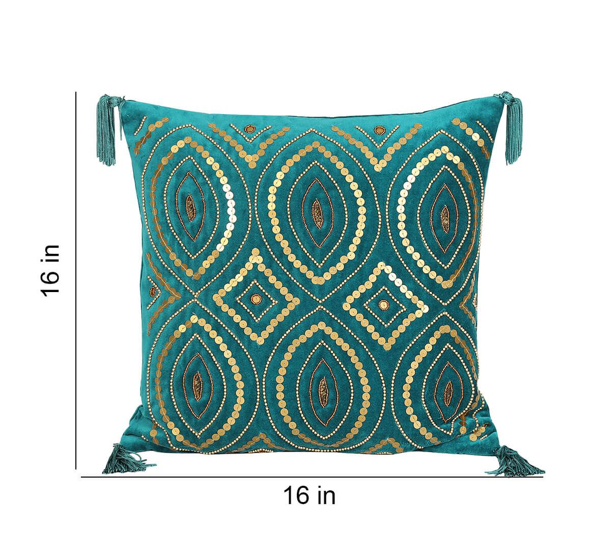 India Circus by Krsnaa Mehta Prussian Decorated Adorn Cushion Cover