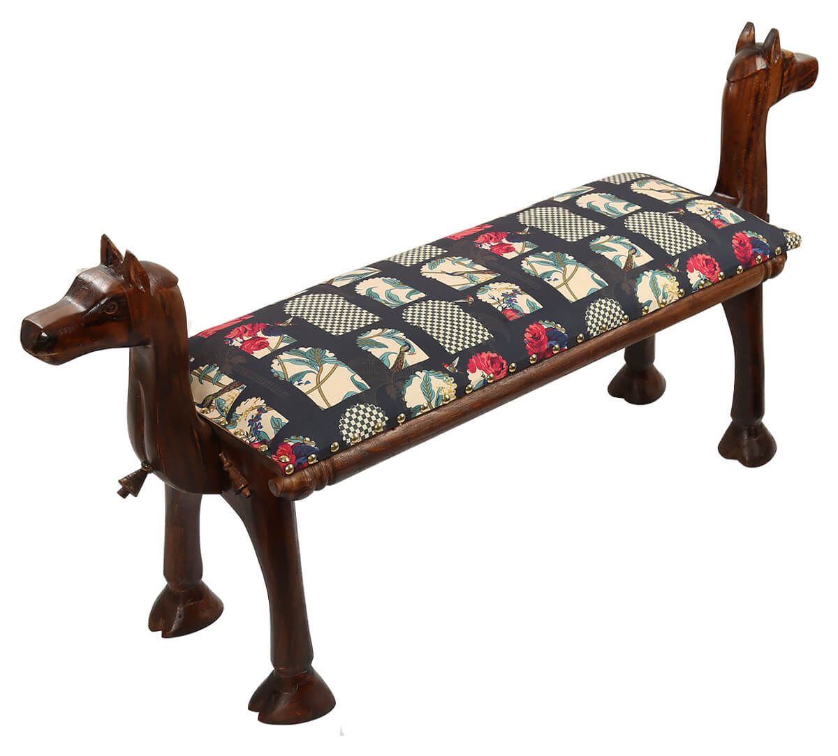 India Circus by Krsnaa Mehta Signature Windows Wooden Animal Bench