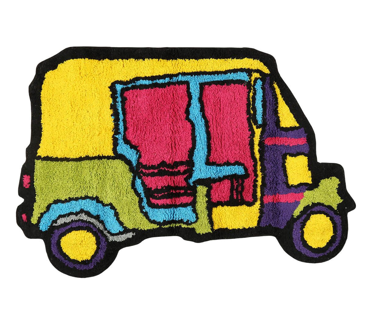 India Circus City Rickshaw Shape Bath Mat