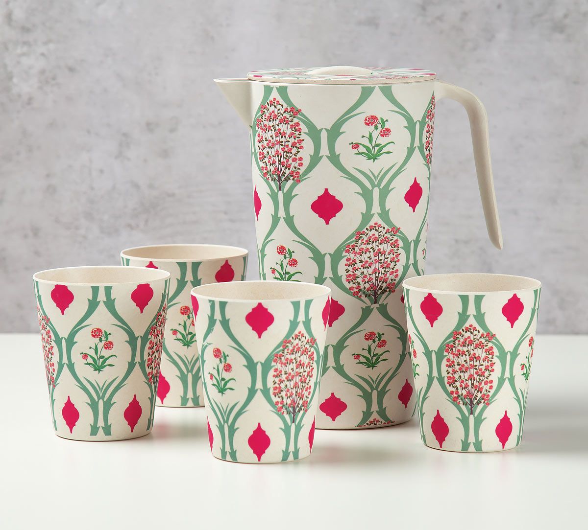 India Circus by Krsnaa Mehta Lattice Blooms Bamboo Jug Set