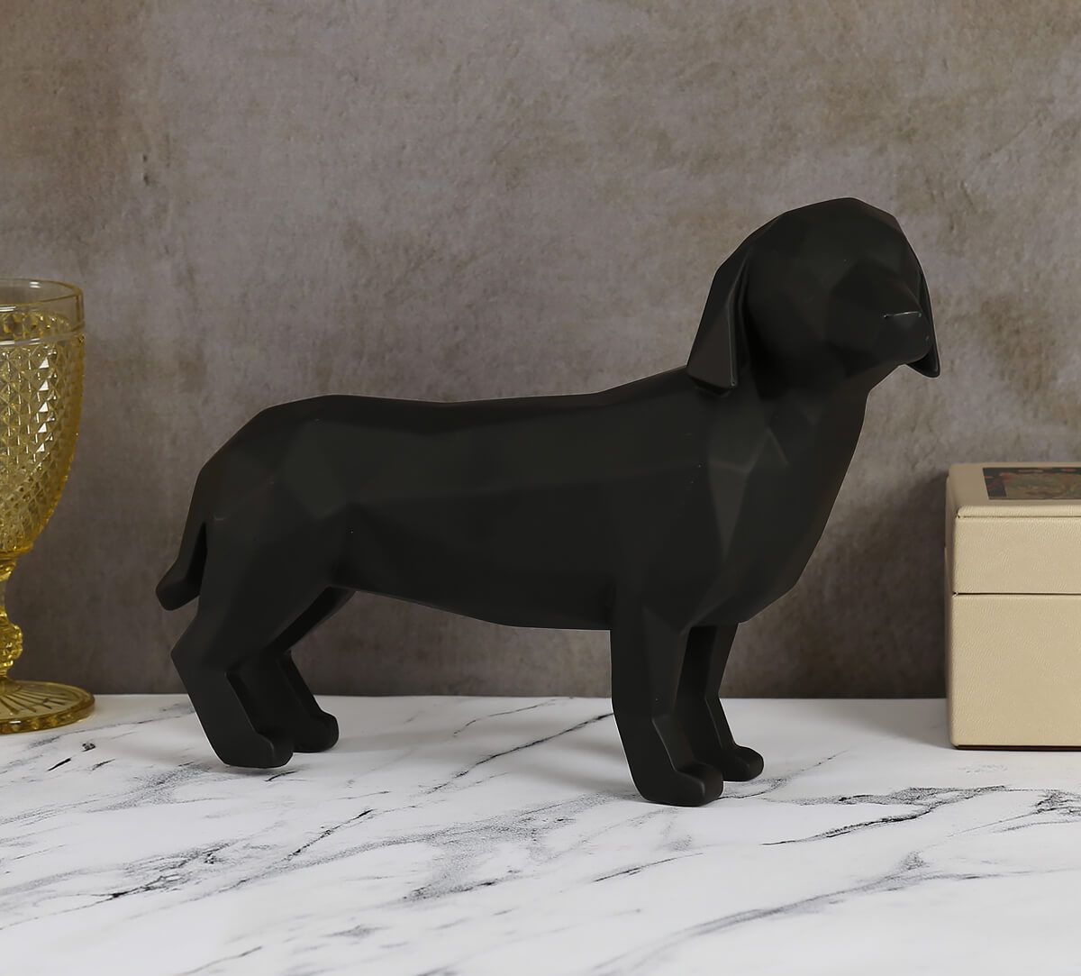 India Circus Pitch Black Dachshund Figurine