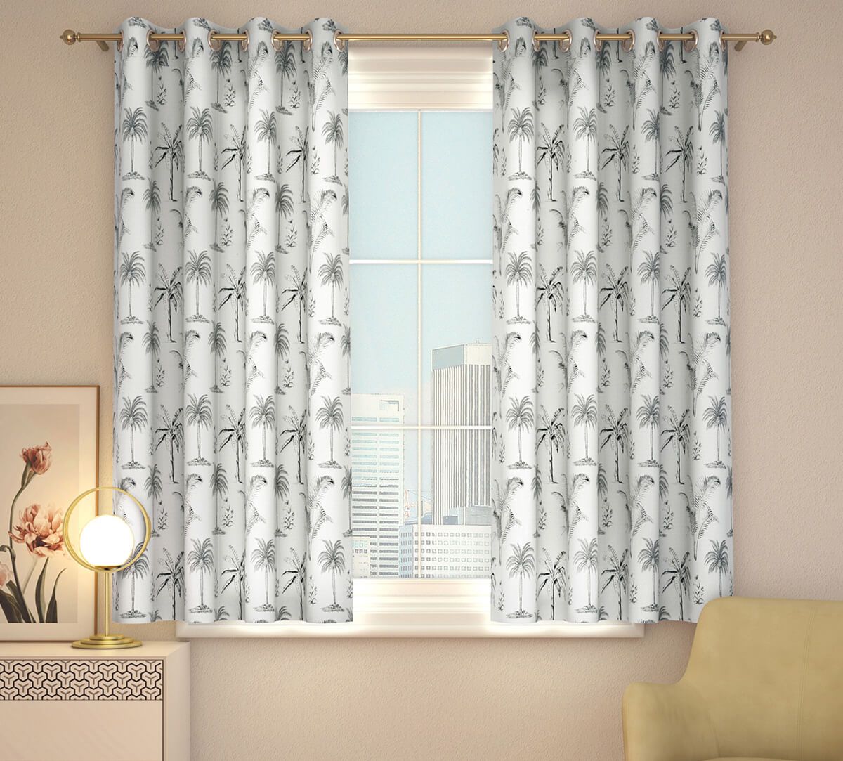 India Cirucs by Krsnaa Mehta Monochrome Palms Window Curtain