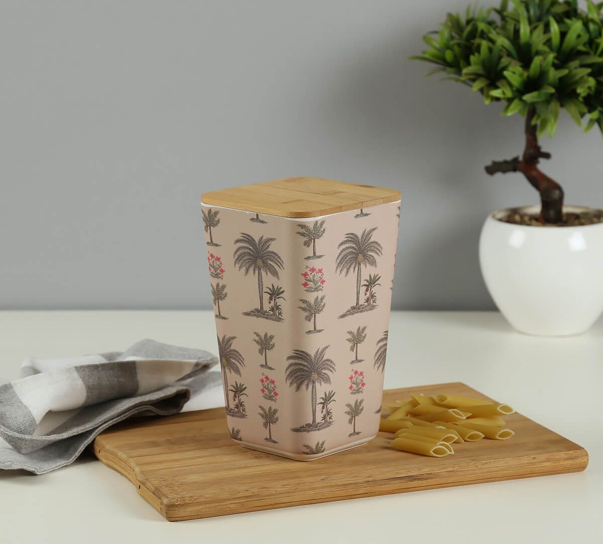 Chevron Palms Bamboo Jar