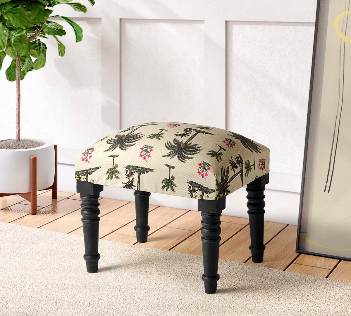 Chevron Palms One Seater Pouffe