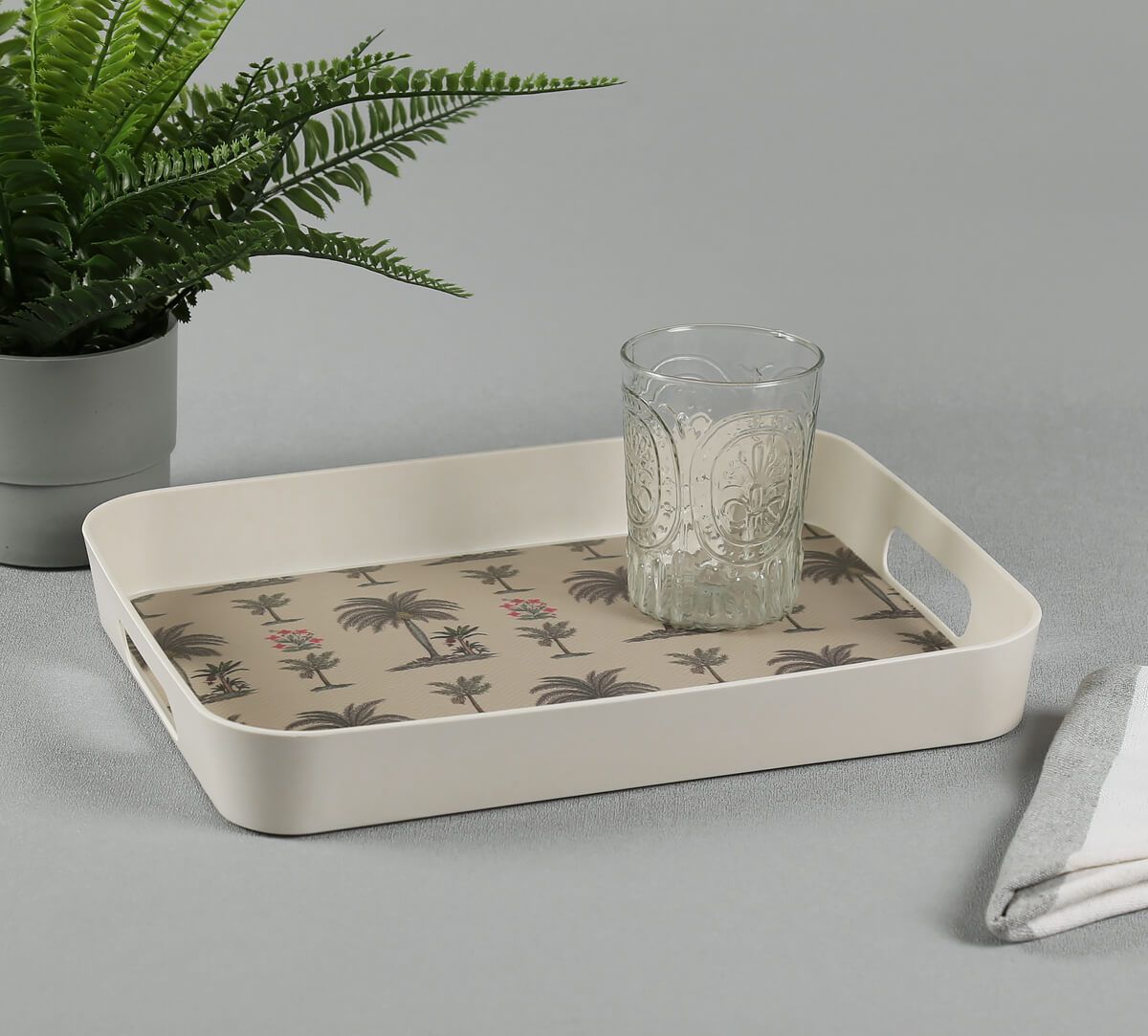 Chevron Palms Rectangle Bamboo Tray