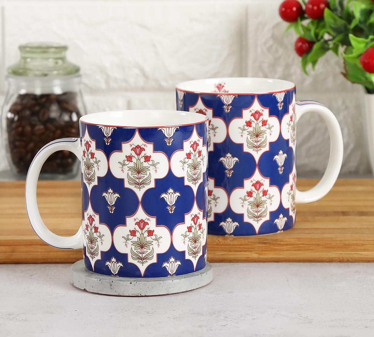 India Circus Blue Lattice Treasures Coffee Mug