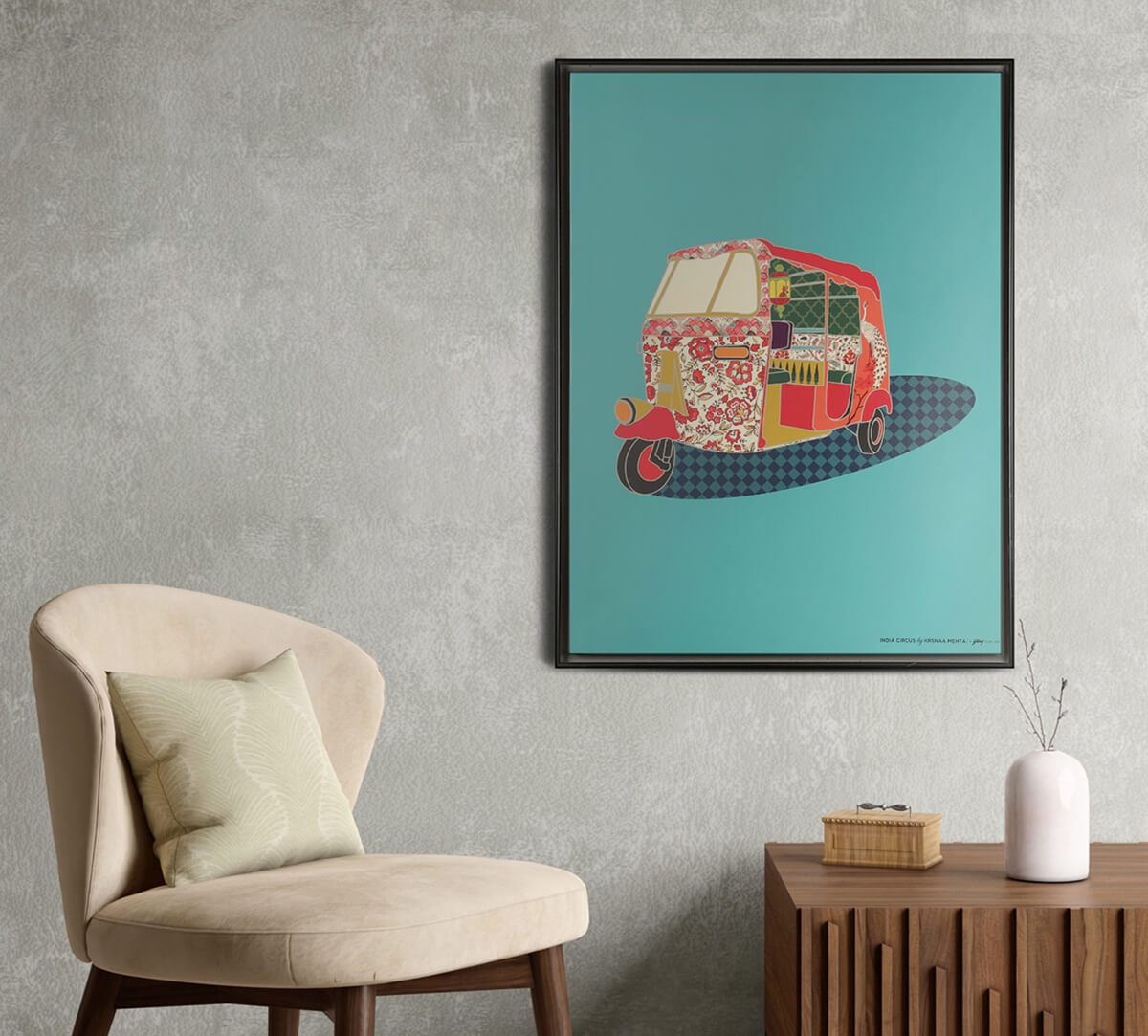 India Circus by Krsnaa Mehta Buggy Array Floating Framed Canvas Wall Art