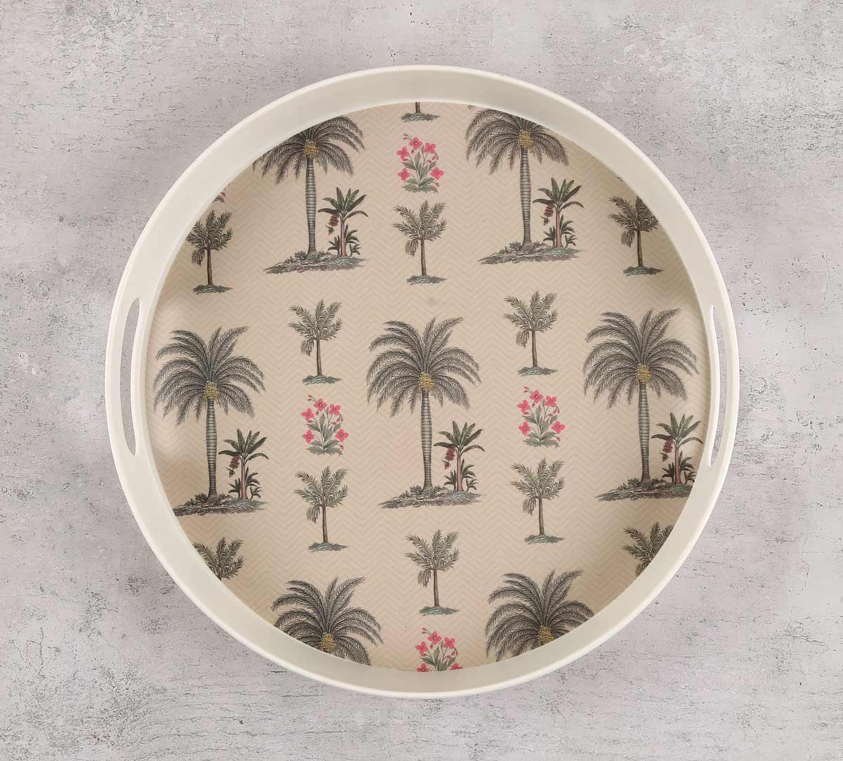 India Circus by Krsnaa Mehta Chevron Palms Round Bamboo Tray