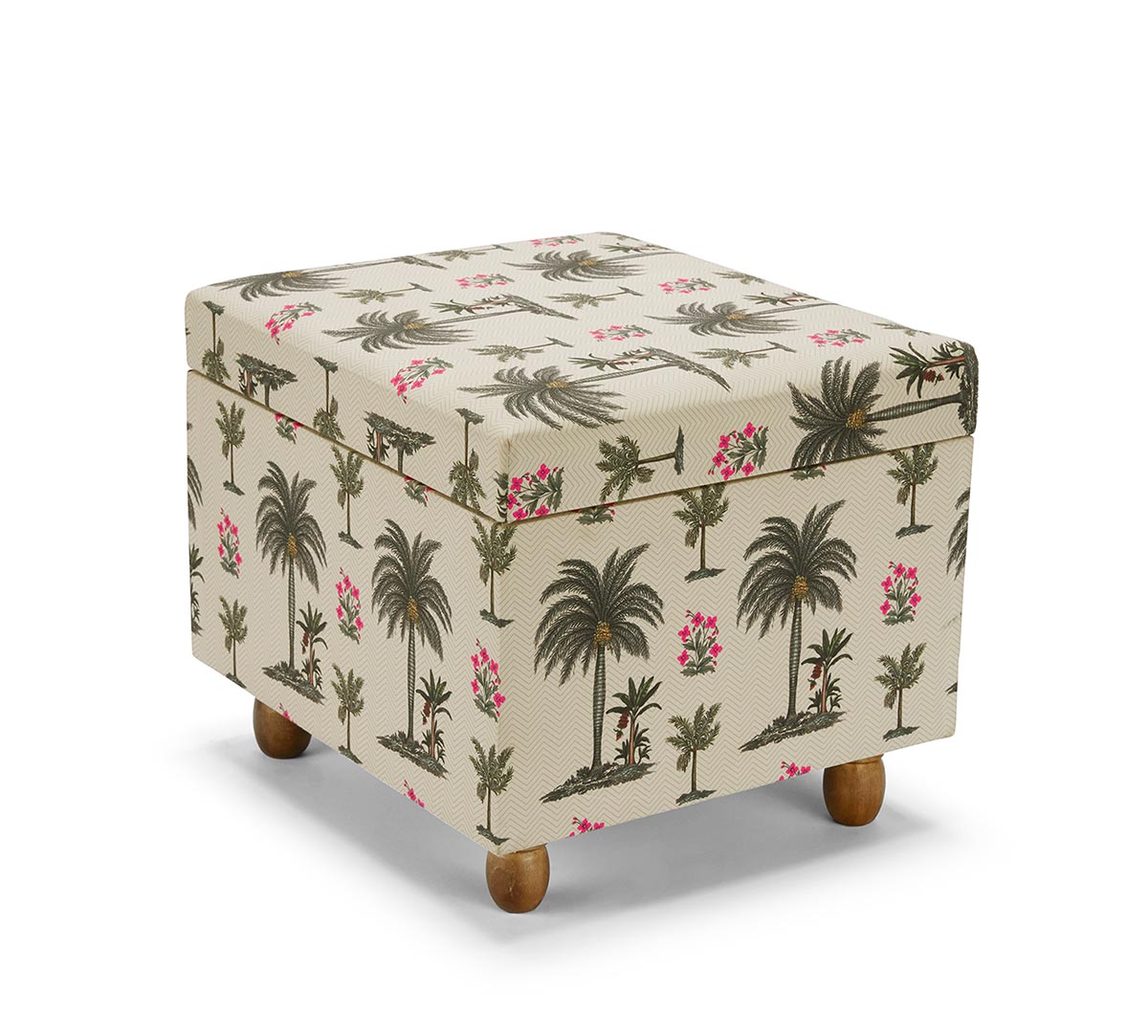 India Circus by Krsnaa Mehta Chevron Palms Storage Pouffe