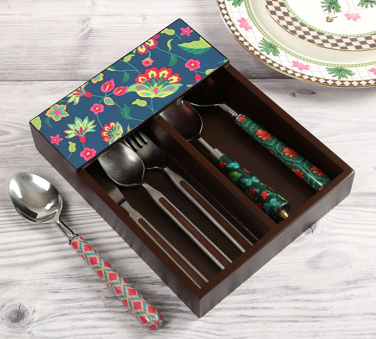 India Circus by Krsnaa Mehta Cyanic Pop Burst Cutlery Tray