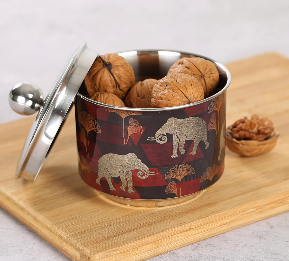 India Circus by Krsnaa Mehta Gallant Tusker Steel Bowl with Lid