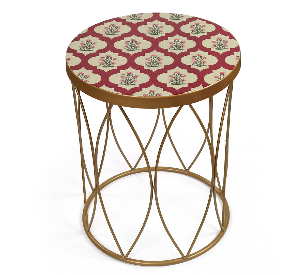 India Circus by Krsnaa Mehta Poppy Flower Scarlet Side Table