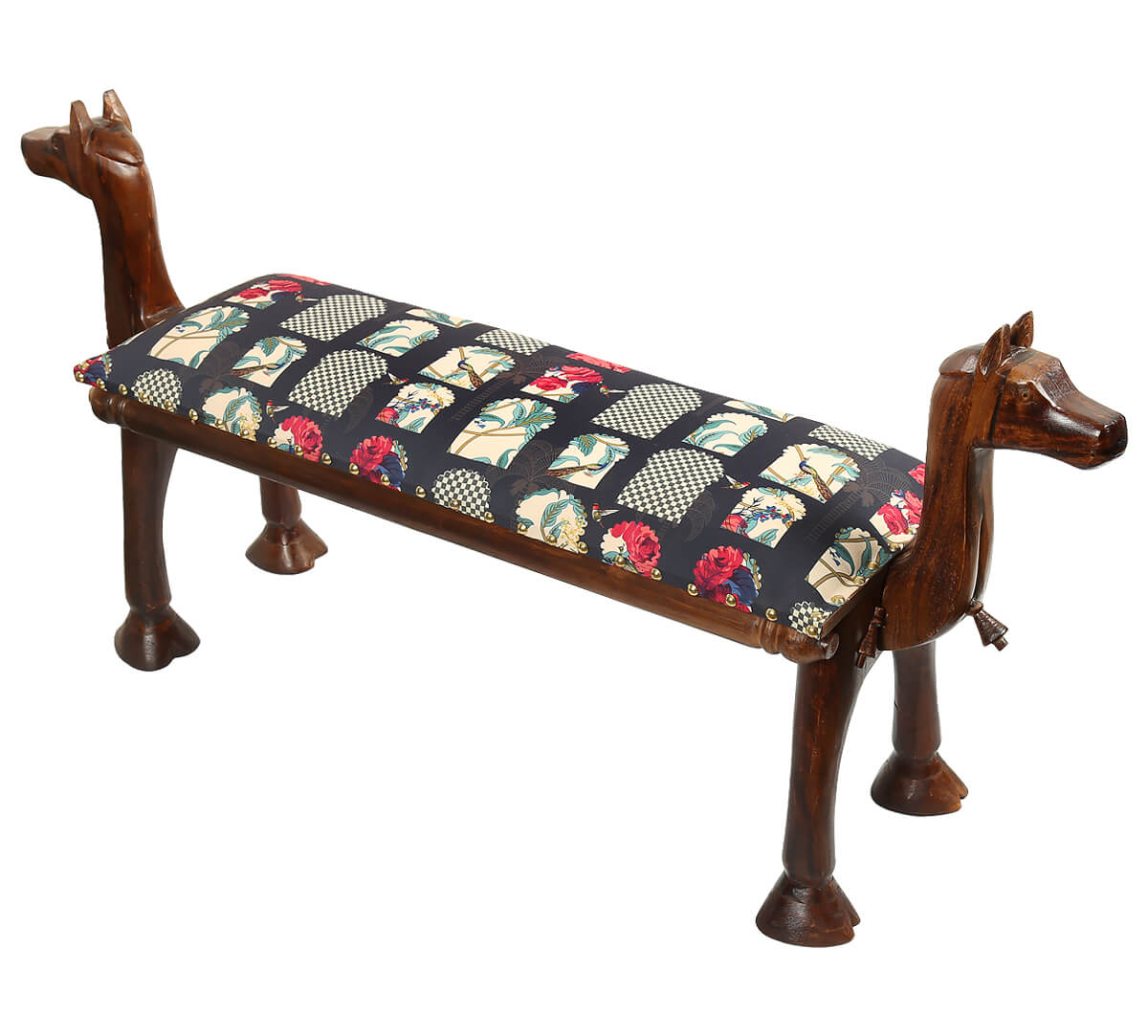 India Circus by Krsnaa Mehta Signature Windows Wooden Animal Bench