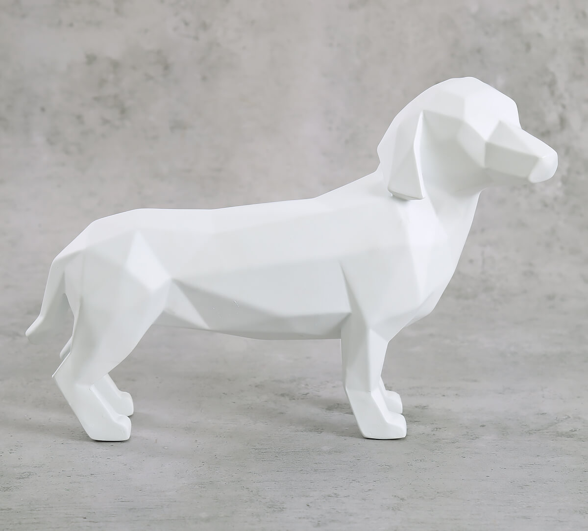 India Circus Chalk White Dachshund Figurine