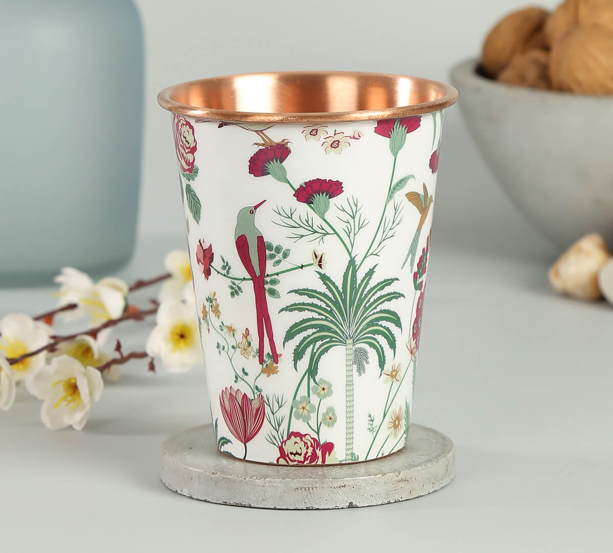 India Circus Grey Floral Galore Copper Tumbler