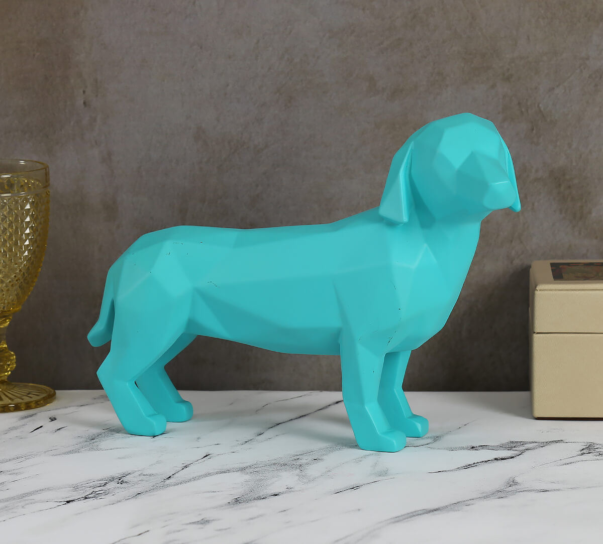 India Circus Neon Blue Dachshund Figurine