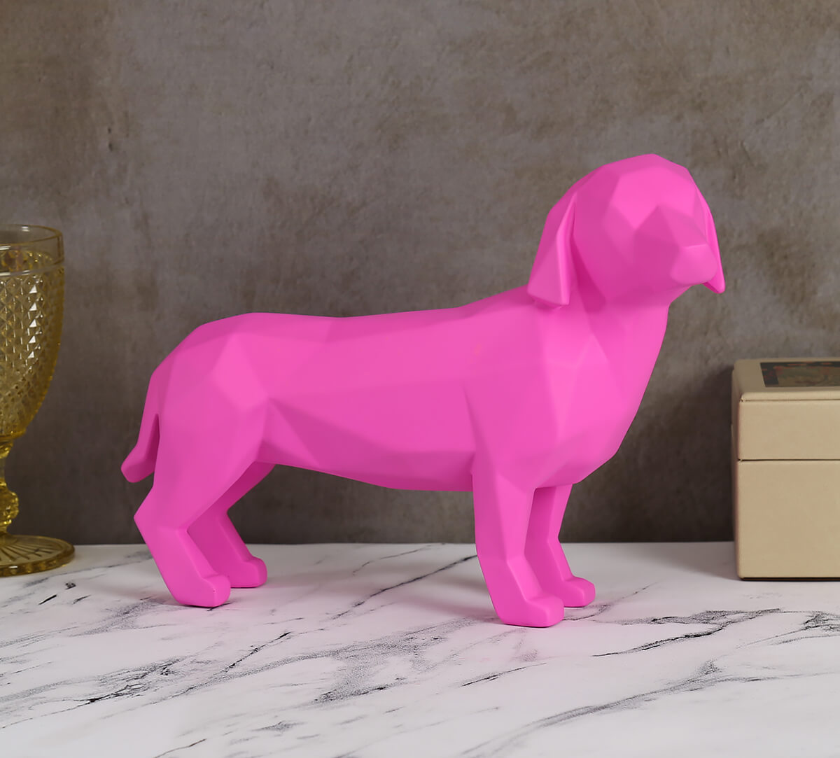 India Circus Neon Pink Dachshund Figurine