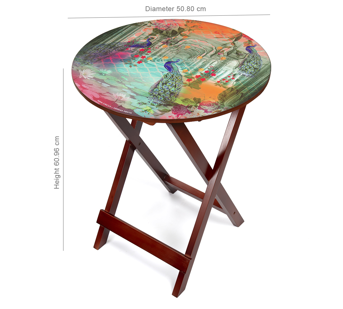 India Circus Peacock Dwar Round Side Table