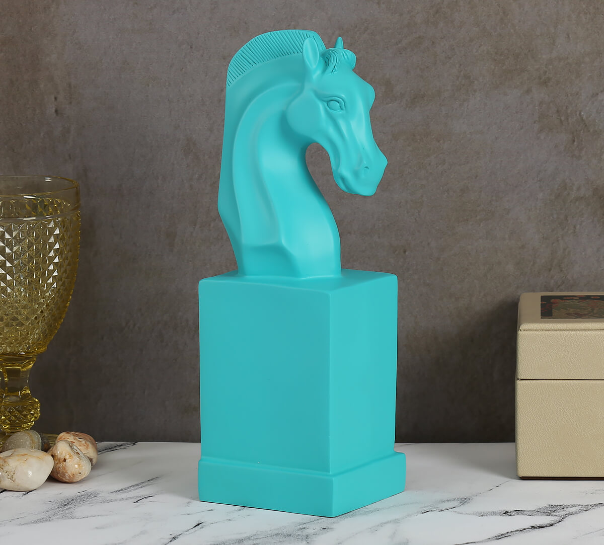 India Circus Turquoise Horse Head Figurine