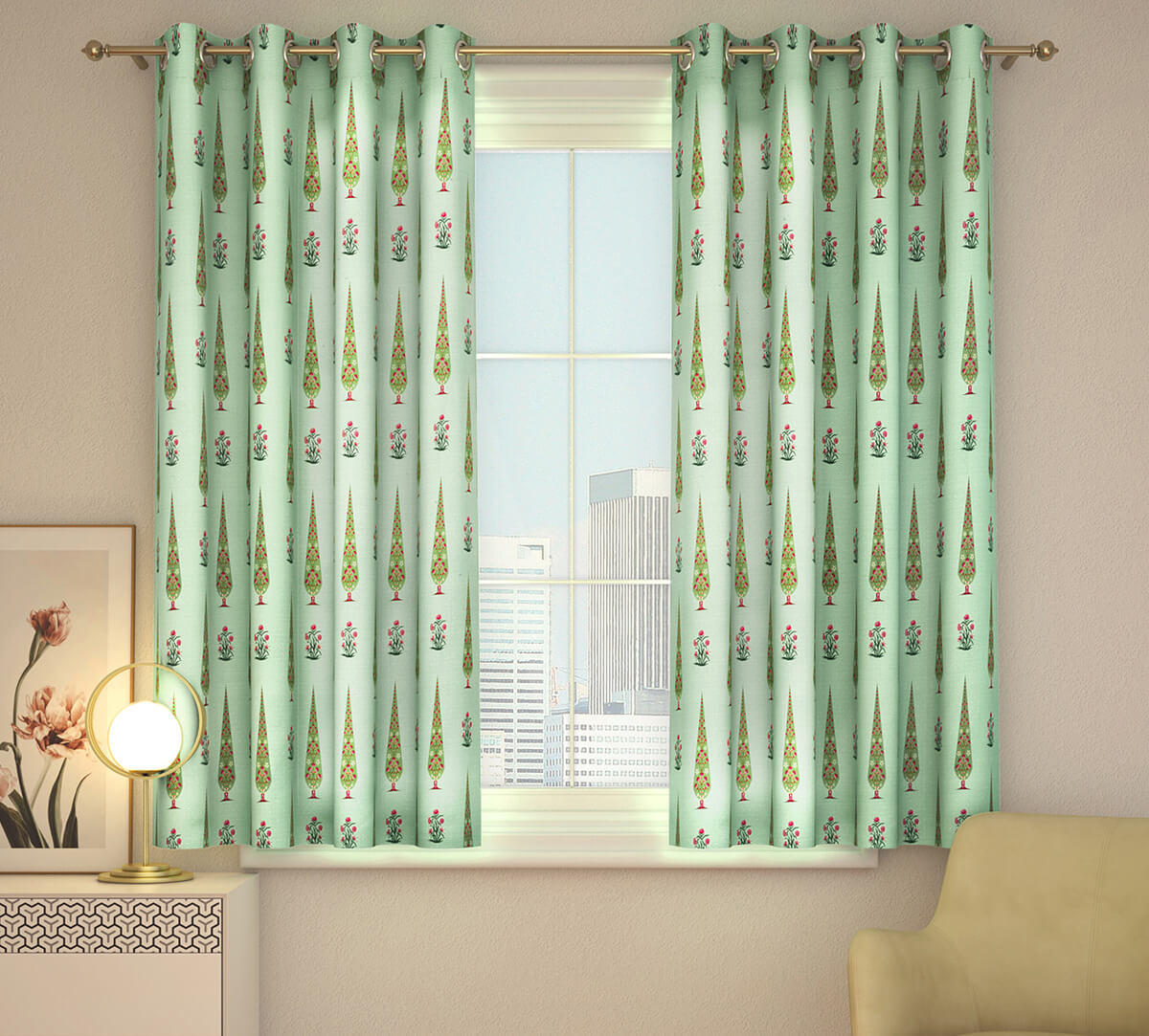 India Cirucs by Krsnaa Mehta Poppy Conifer Window Curtain